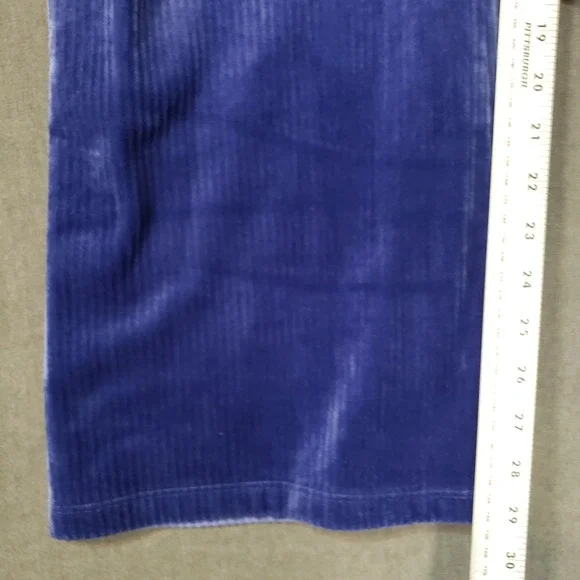 Time and Tru Velour Wide Leg Pants Womens XXL Blue Ribbed Flare Lounge Pockets - Picture 6 of 9